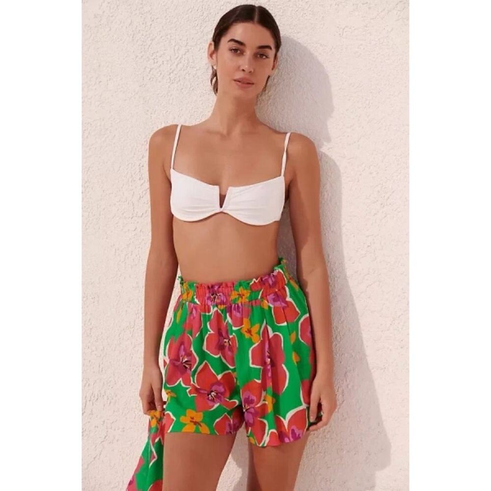 Sanctuary Paperbag Shorts in Green Pattern
